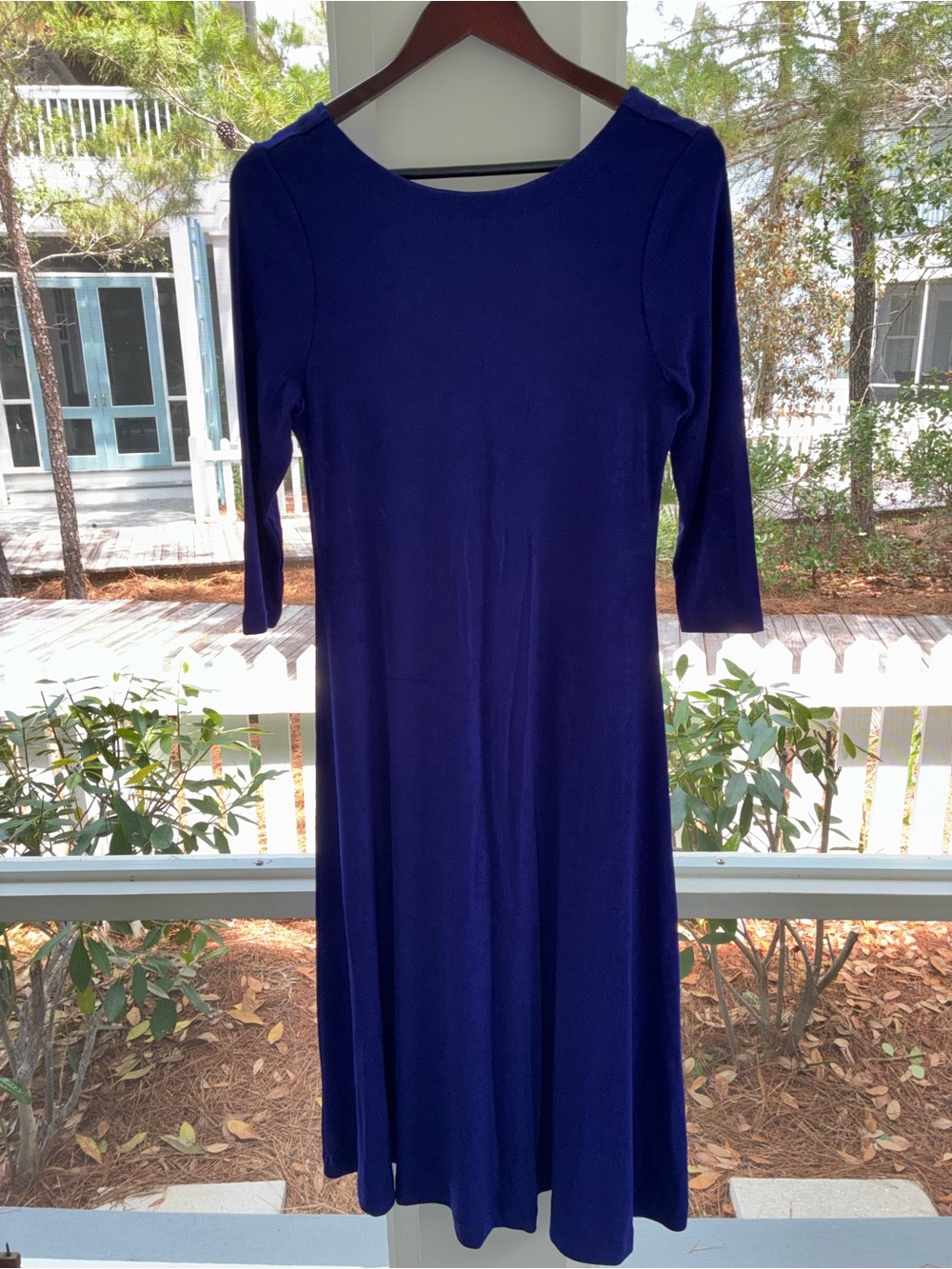 Chico's Royal Blue 3/4 Sleeve Fit-and-Flare Dress